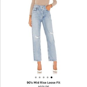 Agolde jeans in excellent condition 90’s midrise loose fit in capture size 26